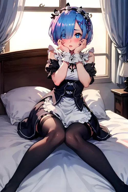 Rem with a cute blush (Generated by me) by CrazyDiamond4444