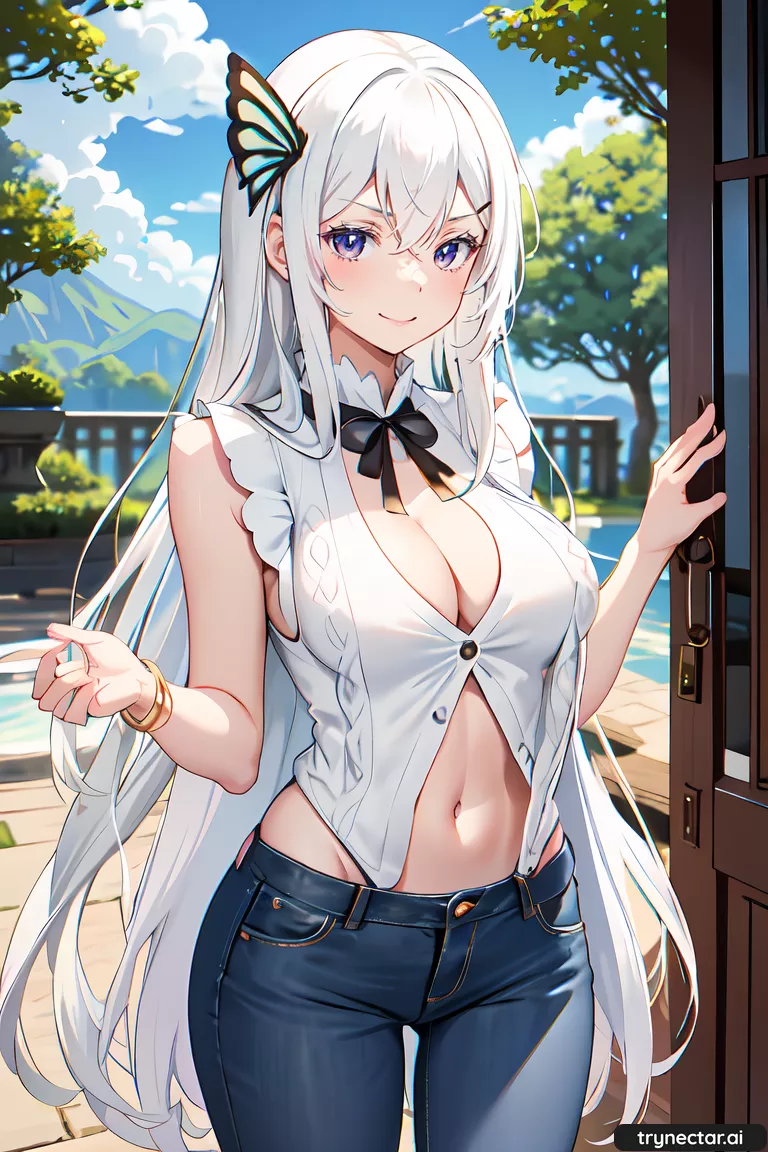 Sleeveless and jeans posted by aiyumeko