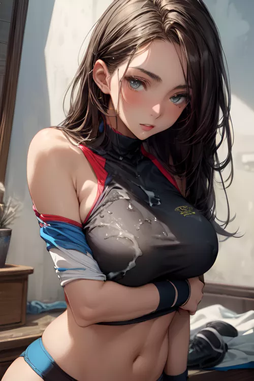 Cummed on her top by accident by lewdaiarts