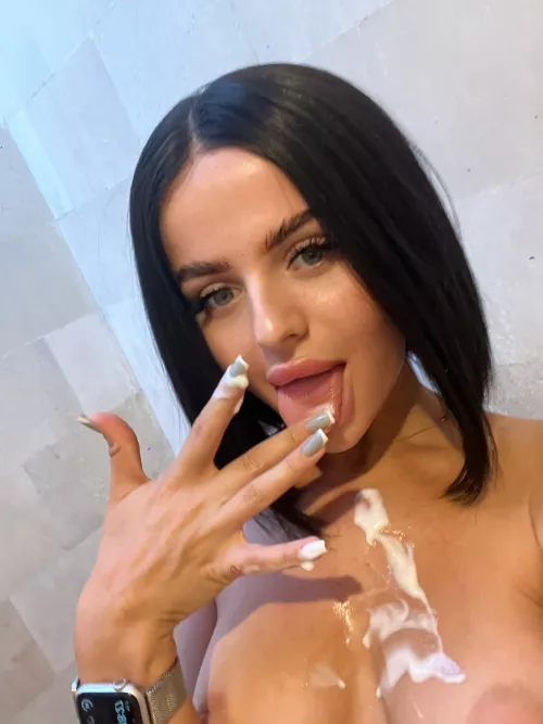 got very excited after spilling yogurt on herself by Stockilygrate