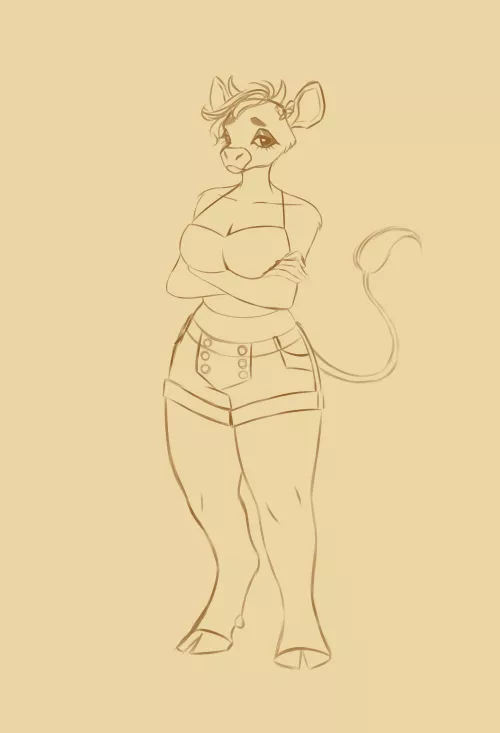 I came up with a new cow gal OC. Her name is Honey, based off of honey milk. by Peach-Nectarine