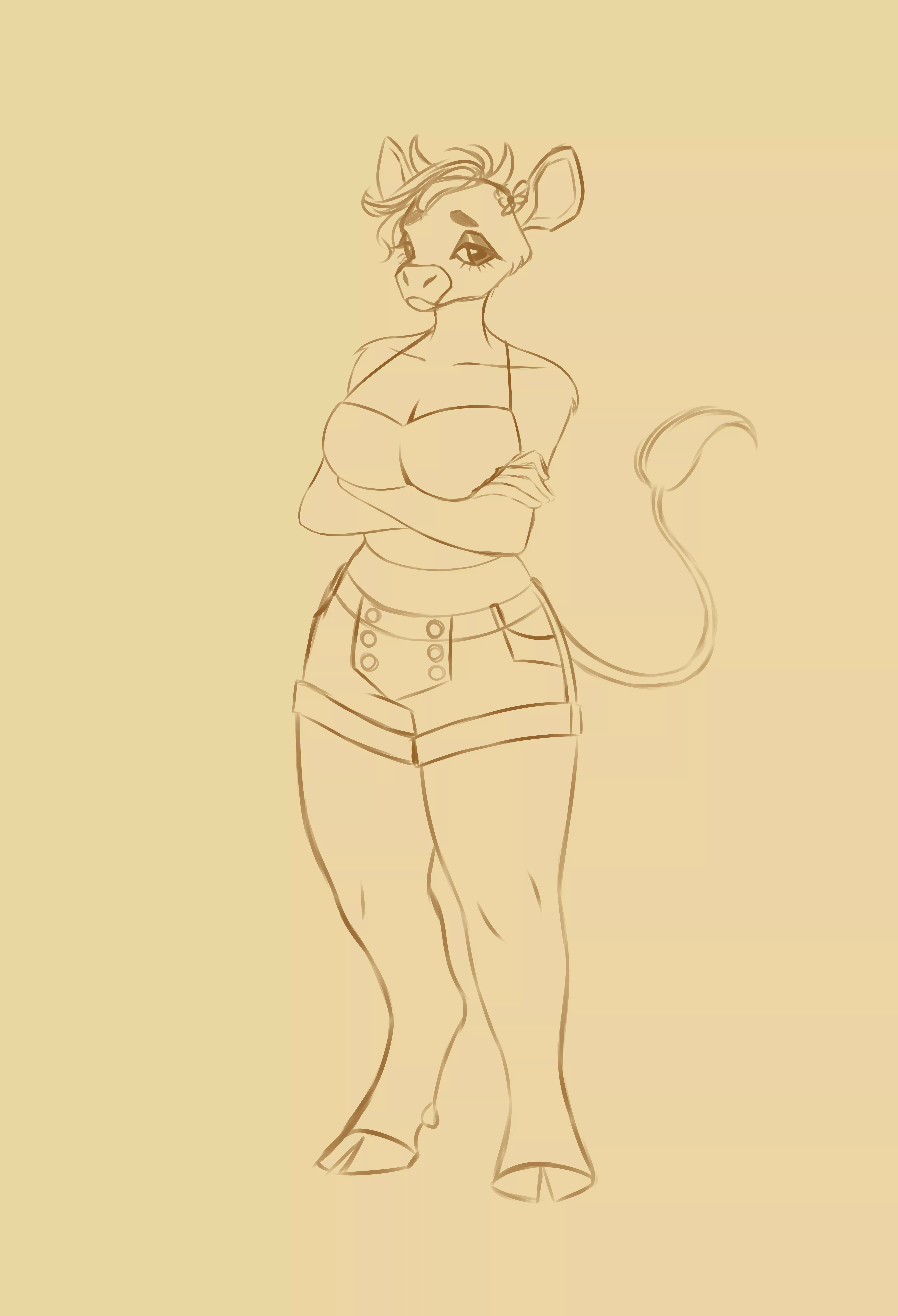 I came up with a new cow gal OC. Her name is Honey, based off of honey milk. posted by Peach-Nectarine