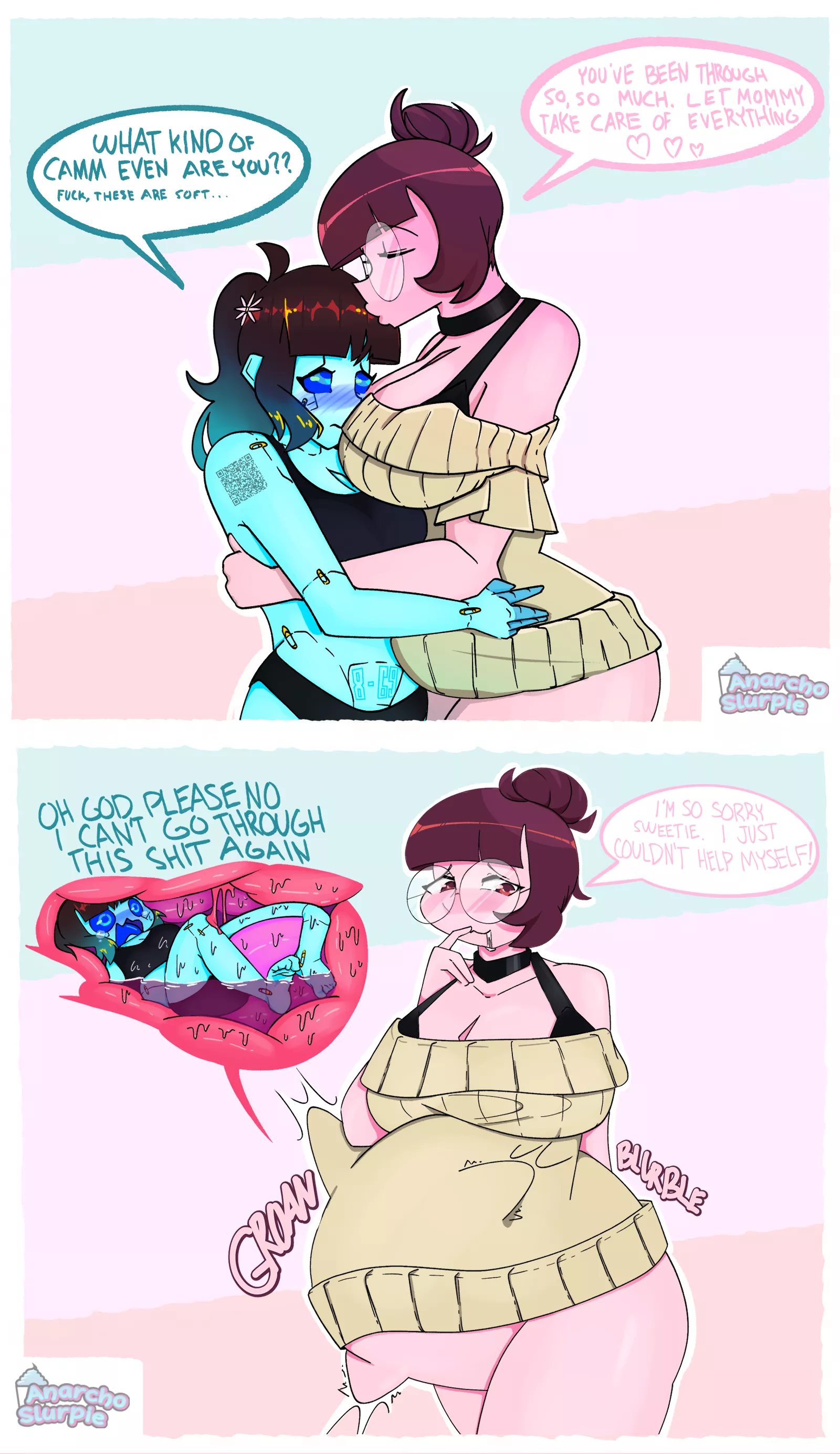 {image} cammdroid and cammom finally meet! (OC by Anarcho Slurpie) [F/F, Soft, Unwilling, Same-Size, Digestion] posted by anarch0slurpie