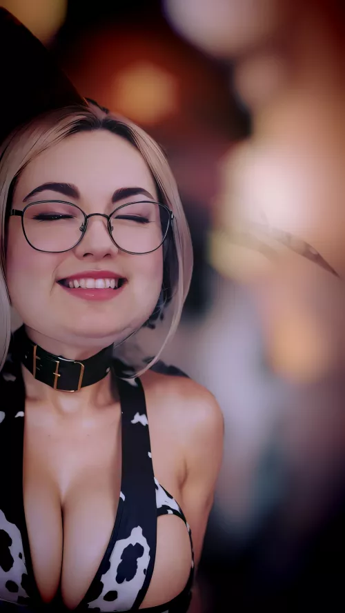 Moo-ve over, ordinary lingerie! Embracing my inner wild side with this udderly captivating cow print bra. Just trying to milk every moment of flirtation. 😉🐄💋 by LewdBambi