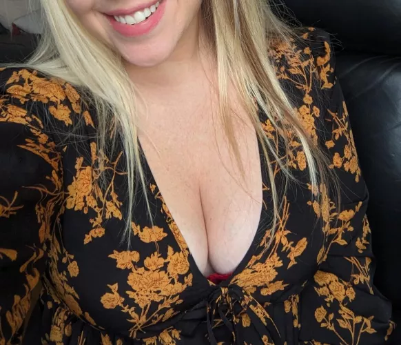 Blonde and all smiles when I think of you staring at my tits by Coldbrew1255