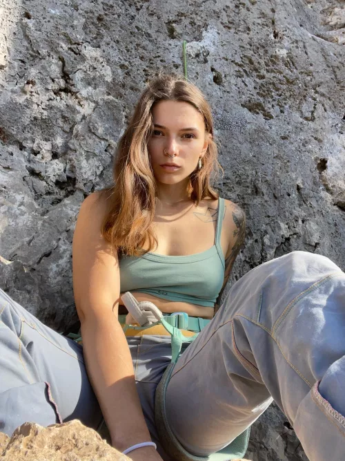 In the mountains without a bra by LateClick2