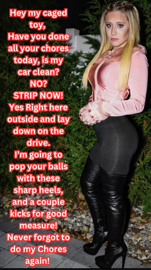 Say Goodbye to your balls Model Lizzy Wurst by Locked_Insano