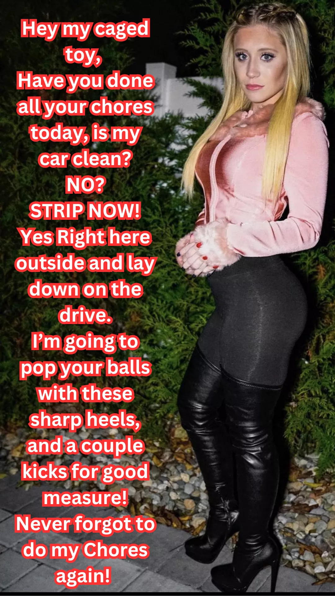 Say Goodbye to your balls Model Lizzy Wurst posted by Locked_Insano