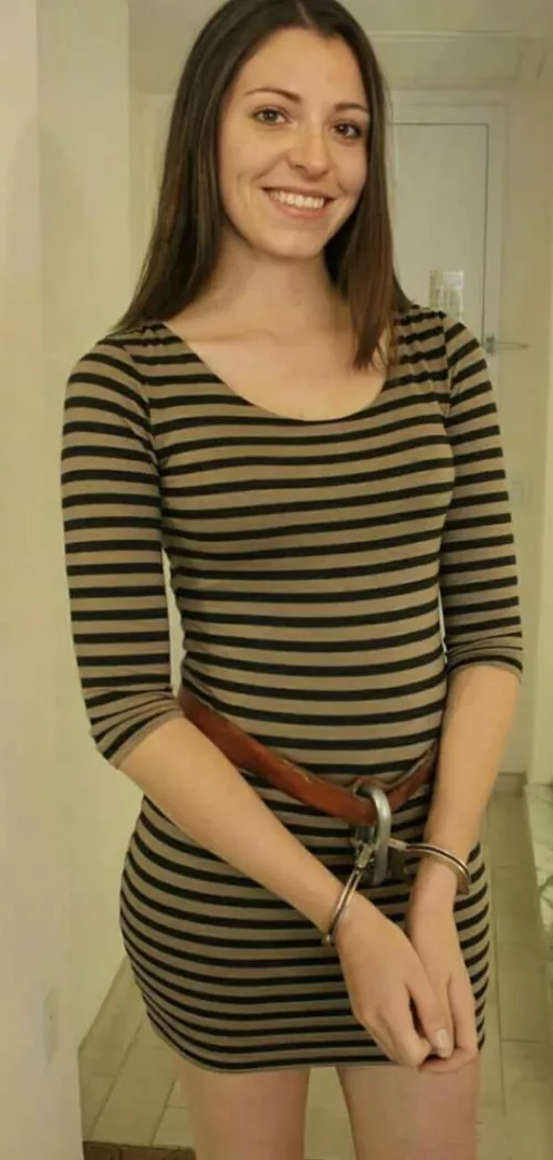 Smiling Cuffed with Restraint Belt by Comfortable-Egg1572
