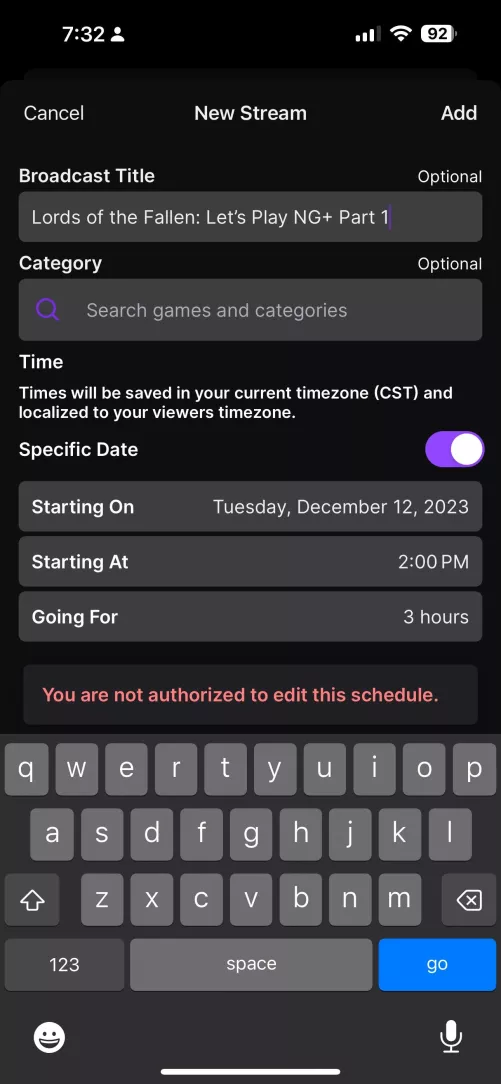 Why can’t I add a schedule? by DanceChacDance