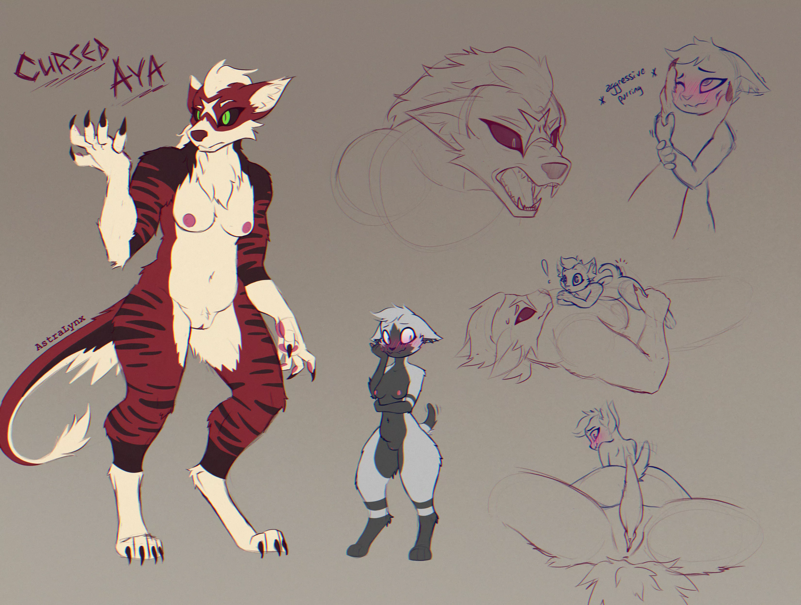 A bit of a size difference [Canyne/Felyne] (AstraLynx) posted by AstraLynxArt