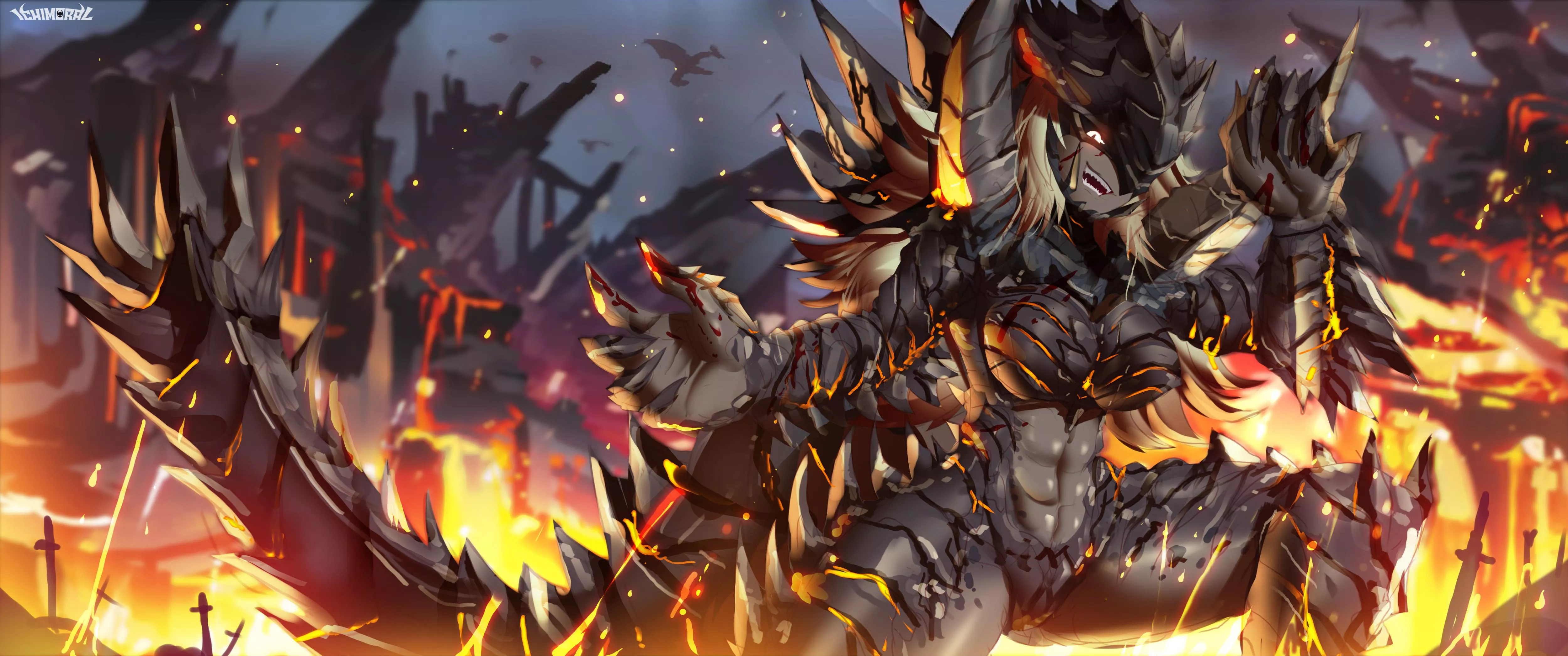 A follower wanted me to design a human female hybrid version of Akantor x3! (Art by me @ichimoral ) posted by Aggretsuki