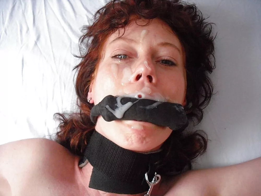 Collared, gagged, and covered in cum posted by DiggBoobs3