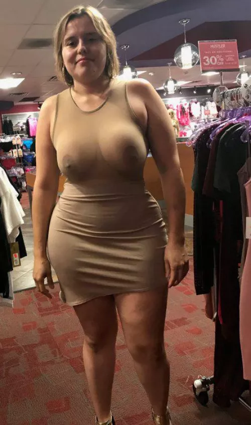 Curvy girl out shopping by NippleAficionado