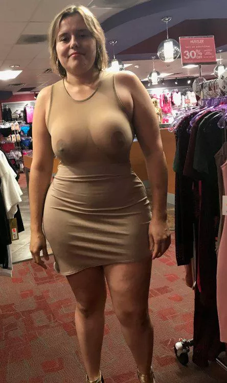 Curvy girl out shopping posted by NippleAficionado
