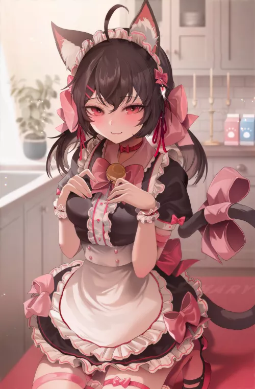 Cute maid kitty (zerocat) by FoehammersRvng