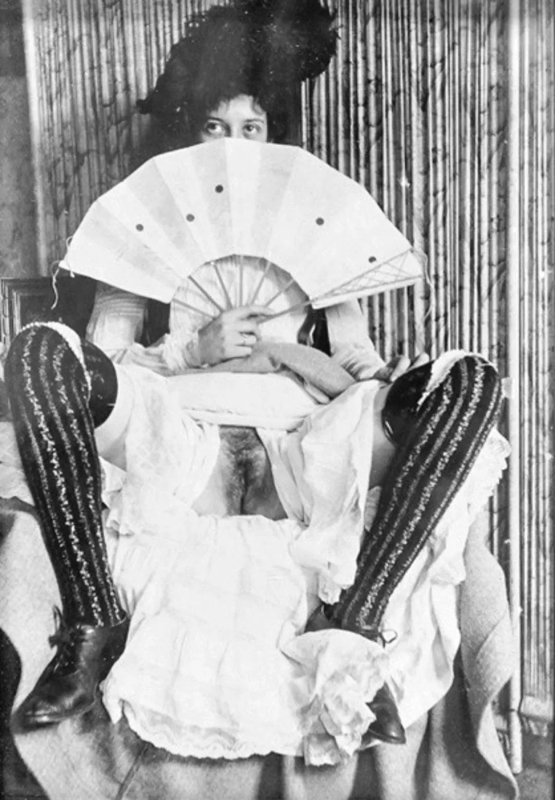 Dear Hubby, I’ve finally found a talent of my own! This darling girl Gertie is a fan dancer - quite an entrancing performer. She usually leaves a quite strategic area exposed for her audience to focus upon, and she kindly gave my ladies club a good vie posted by boondocks456