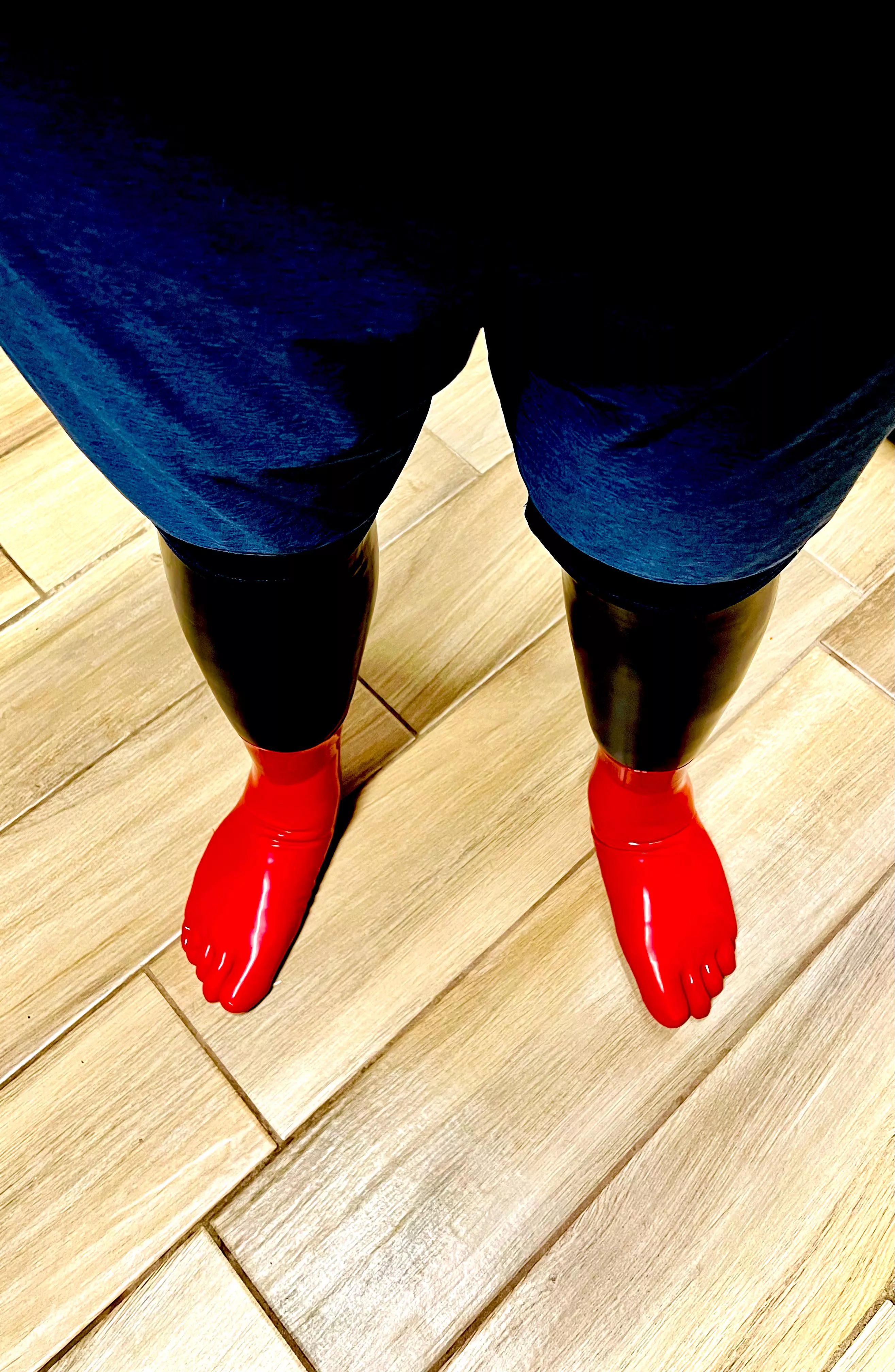 Heading out for a walk with the dog. The toe socks make it slippery… The rubber makes it fun. posted by Subtle1978