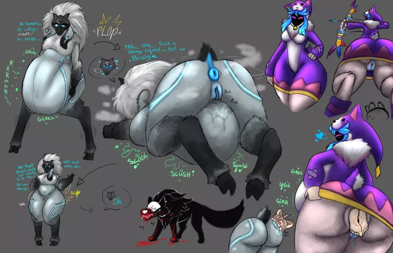 {Image} Stuffed Lamb- Kindred Doodles (OishiAtsukau) [Digestion, Weight Gain, Oral Vore (Implied), Anal Vore, Thicc, F/?, Furry Pred] by OishiAtsukau