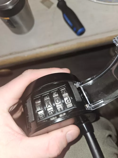 Keys stuck in 4 digit combination lock. I'm trapped!! Someone please help by Remote_Animator_851