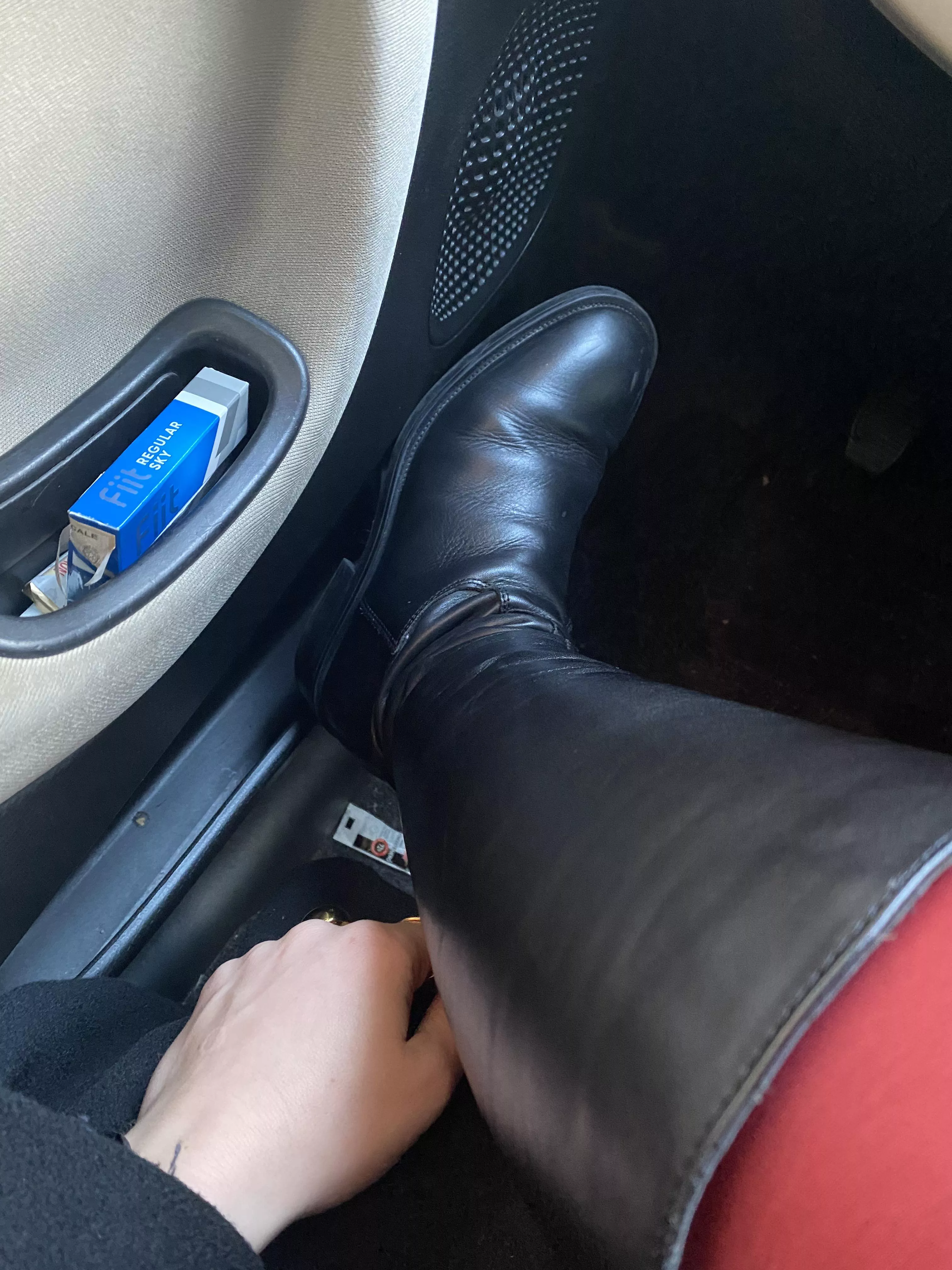 My boots in car posted by NatyBond_OF