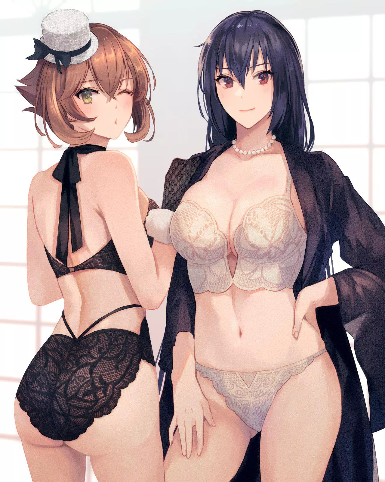 Nagato and Mutsu modelling some lingerie [Kancolle] (@skchkko) posted by namiaiman