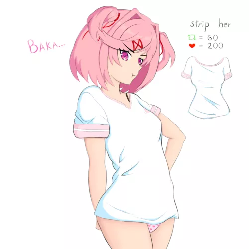 Natsuki - play strip her / part 2 (The game has started on Twitter) by The_Fish_Art