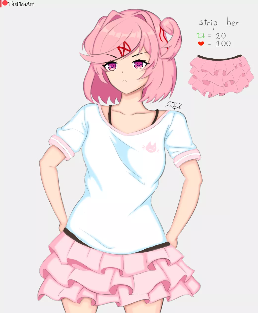 Natsuki - play strip her (The game has started on Twitter) posted by The_Fish_Art