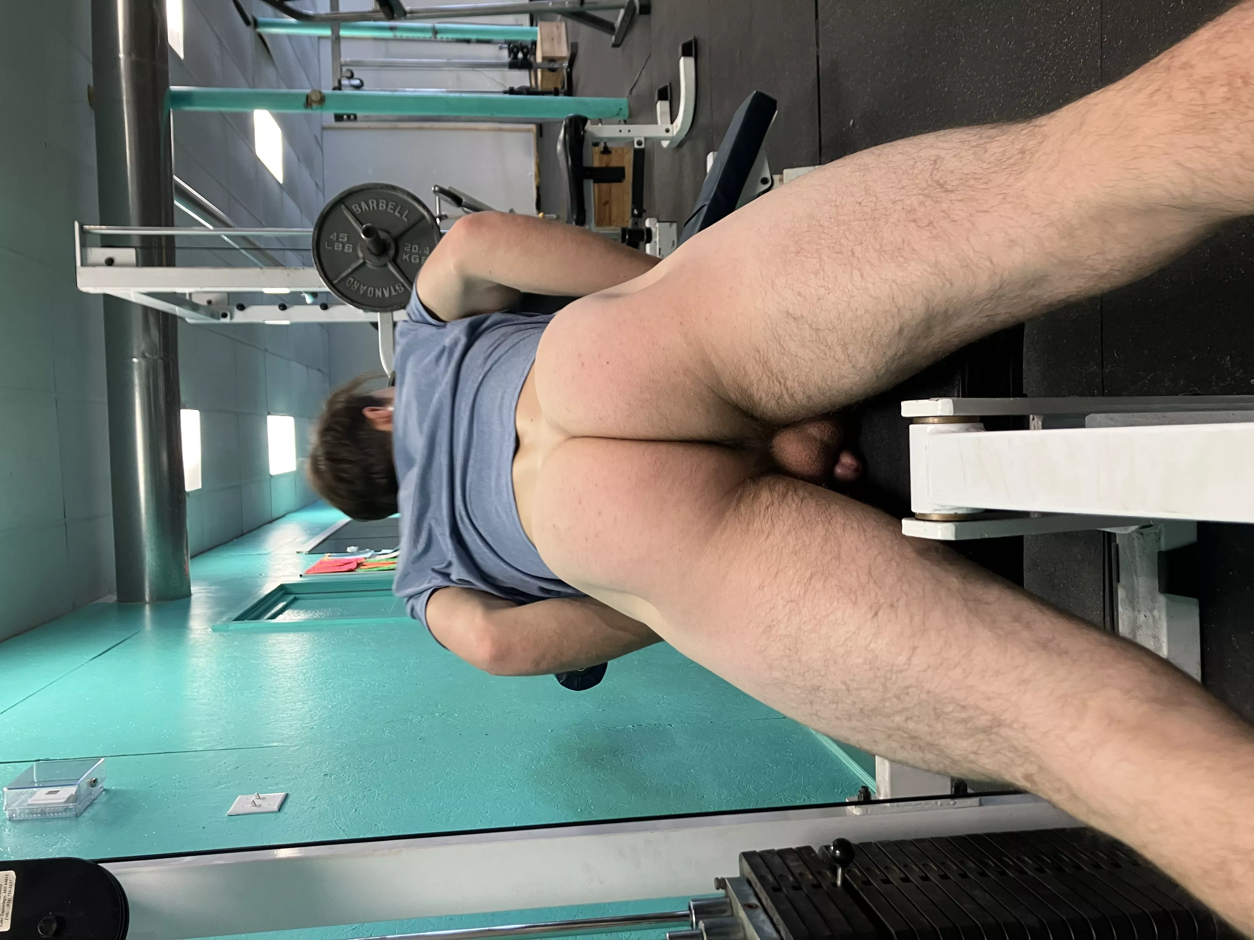 No one in the gym... so I did some pantsless leg curls, after my squats of course posted by willoseamus