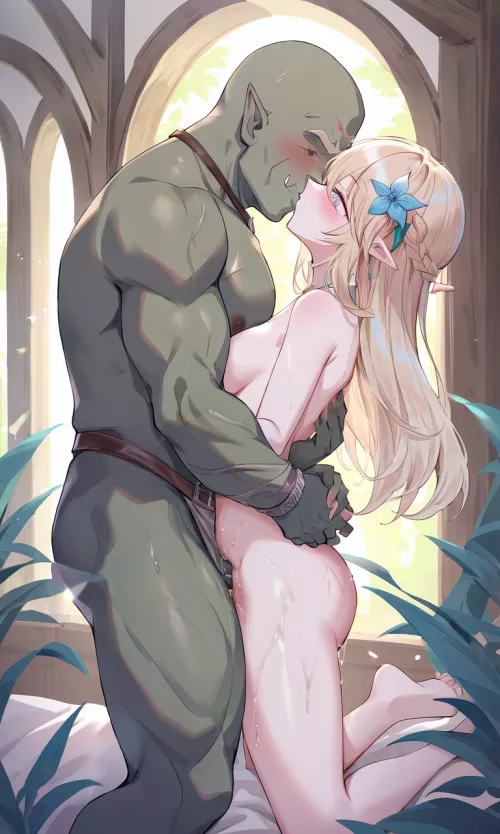 Orc and Elf Girl by OrcHentaiFan
