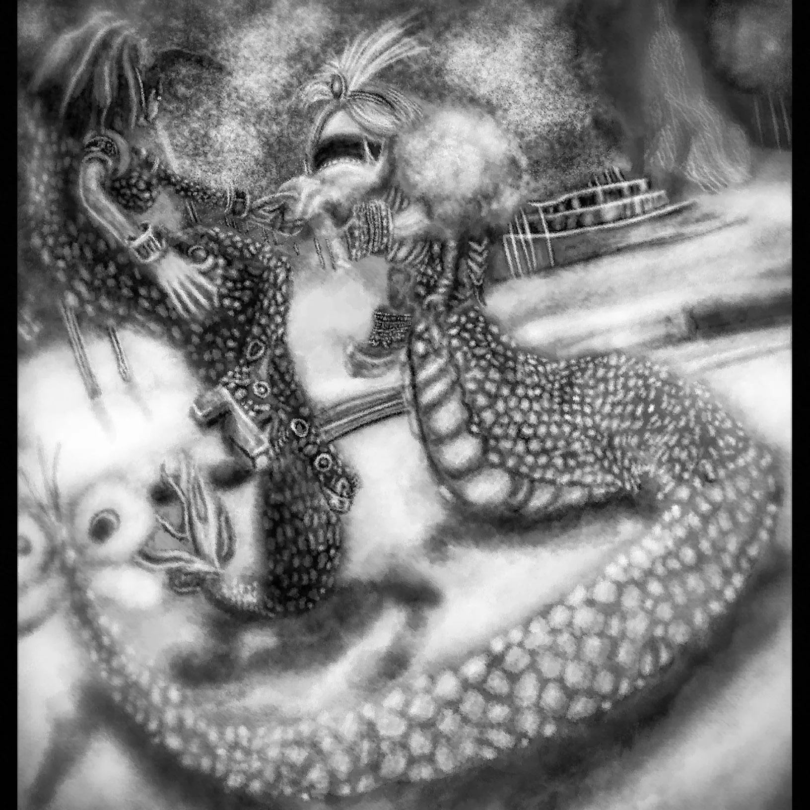 Queen Marilith and Lamia from Final Fantasy IX (own greyscale artwork) posted by Crazy_Dubs_Cartoons