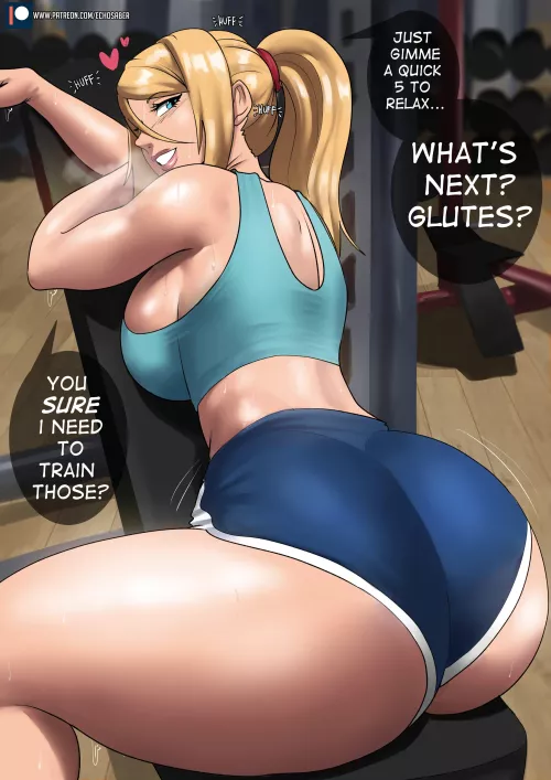 Samus working on her glutes (EchoSaber) by Kuro-Oji