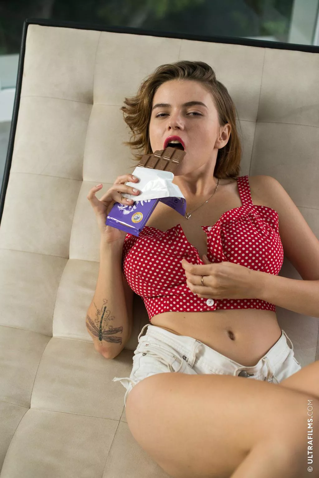 Sexy chocolate eating posted by SarasCaptions