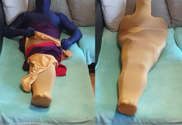 This was 5 layers Pantyhoses + 1 Zentai...ist was pretty tight almost got stuck by Zentailove