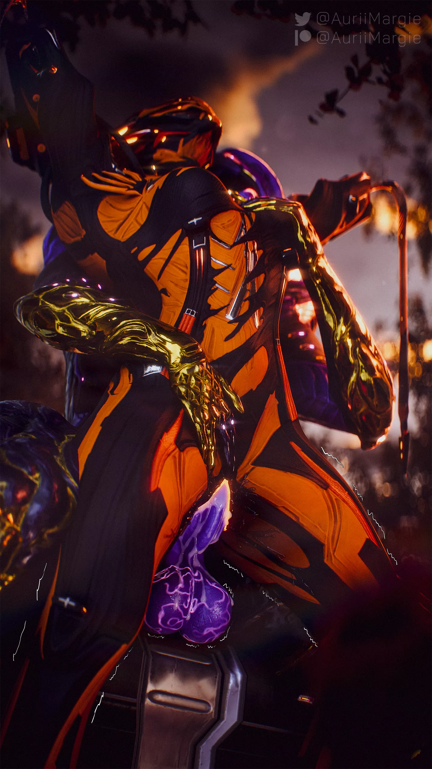 [Valkyr OC] being knocked up while in the middle of the mission by a [Saryn OC] posted by AuraMargaret