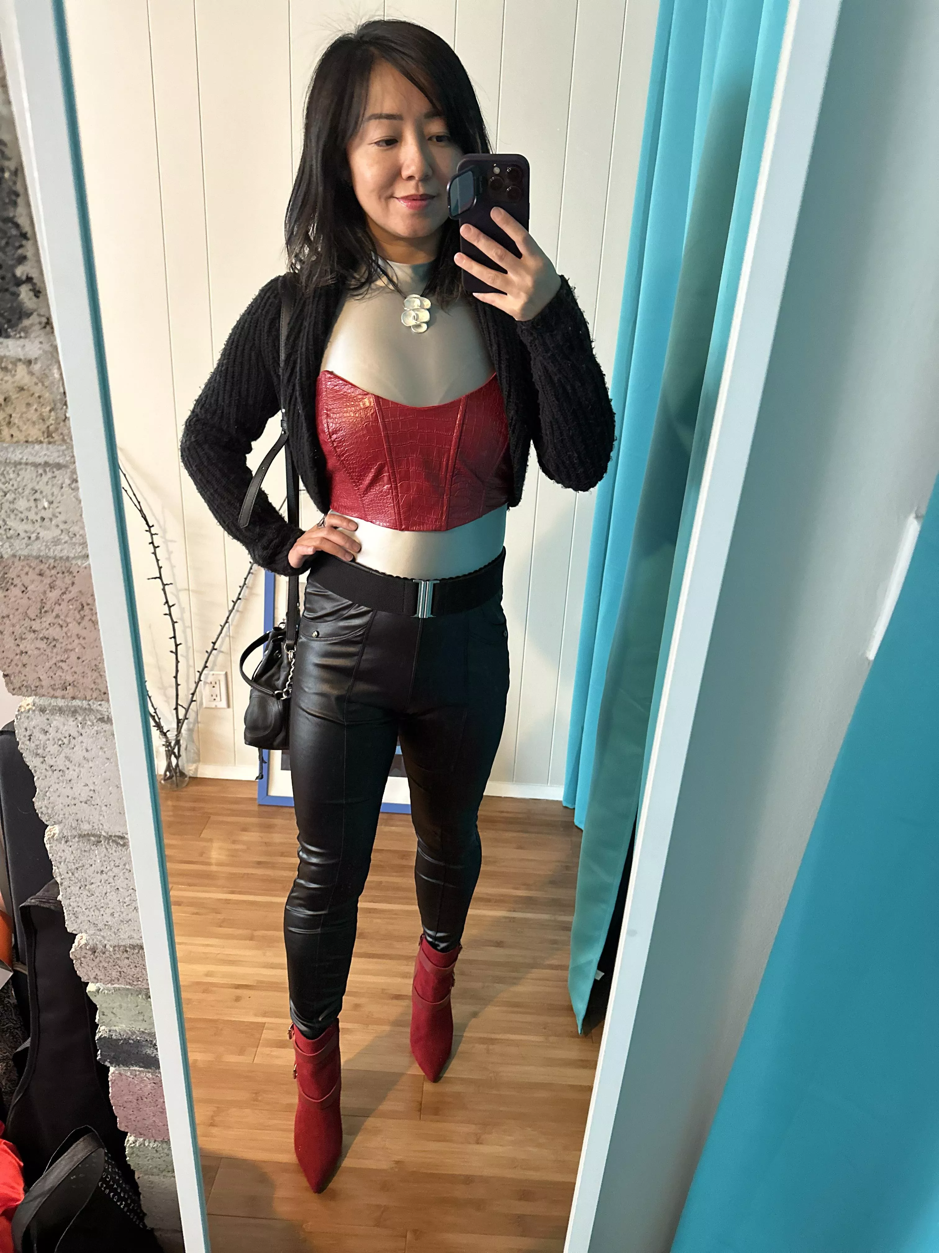 Wearing my new red booties posted by Certain_Seesaw6991