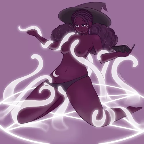 A witch and tentacles 🦑💜 (oc) by ManaHasu