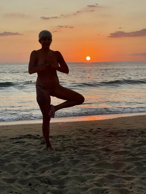 Beach, sunset, naked yoga…perfect by Omg123456789012