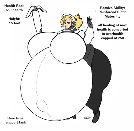 fatpreg and tall tanky mercy by @zeruxu by Easy-Entertainment-9