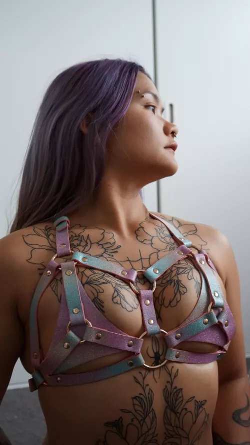 I get to show off my tatts with this harness by MuscleHamsterBabe