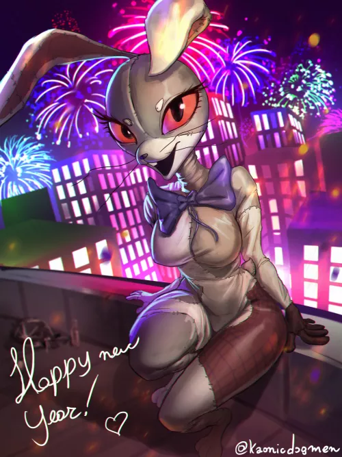 Is a character still a furry is shes a human in a furry suit? (Art by me, done to celebrate the New Year) by EltinArtuau