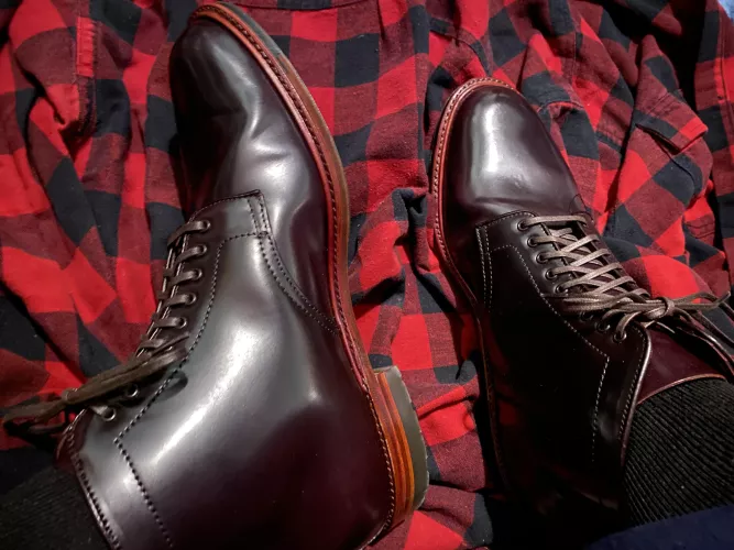 NBD: Alden plain-toe commando sole boot in color 8 shell cordovan by OstrichBob