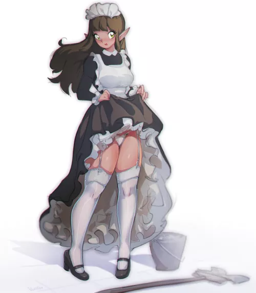 Showing off her garters (@fullmontisdraws) by MxSummer