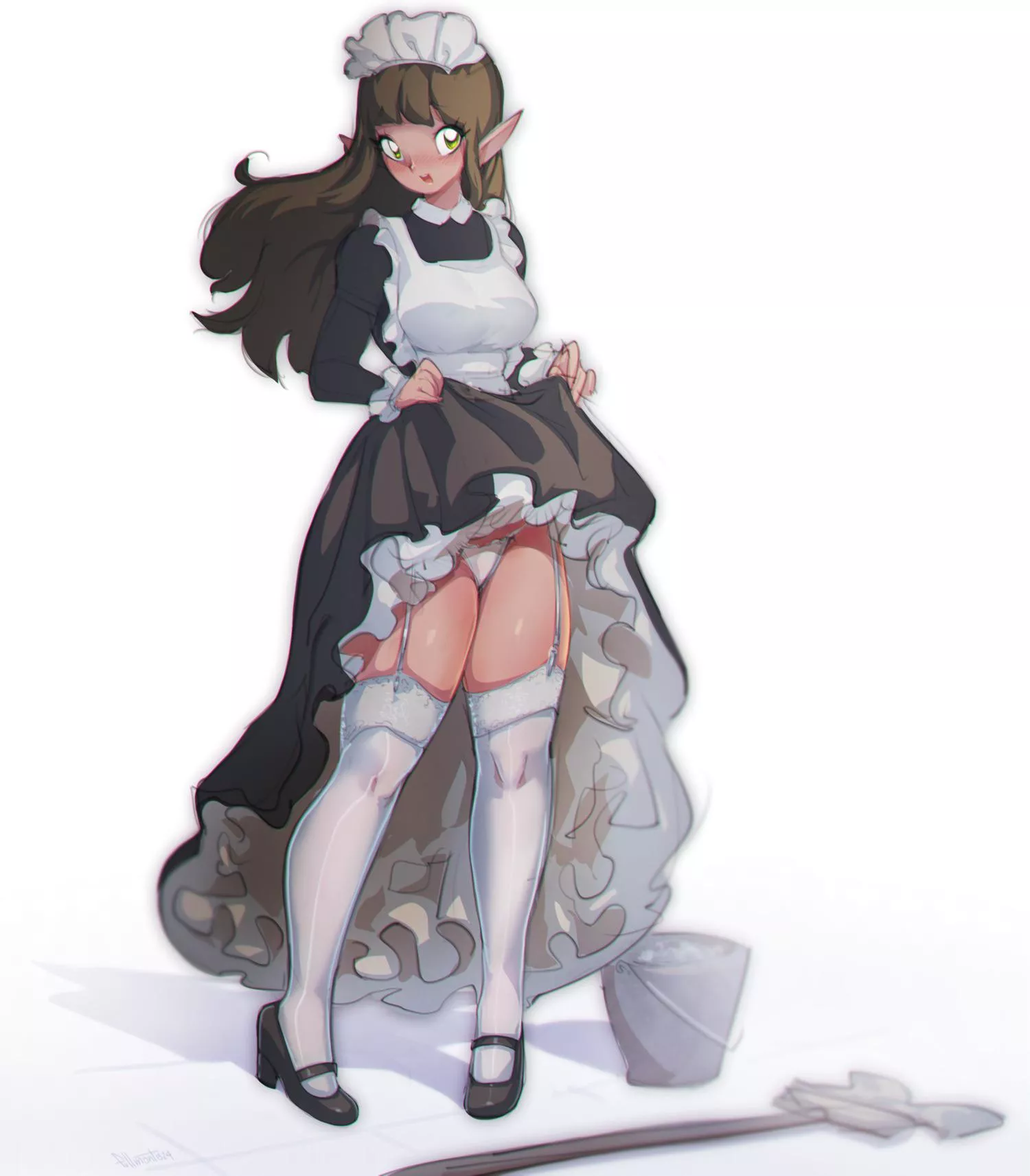 Showing off her garters (@fullmontisdraws) posted by MxSummer