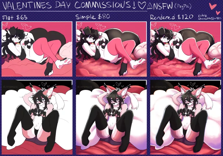 Valentine Day Themed Commissions! [F] (art by me) by ramenteeths