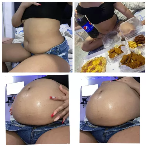 Wow I can't believe this great change in my belly after filling😊🐷 how beautiful before and after ☺️ every day giving my best to grow more and more who accompanies me on this beautiful journey🐷☺️ by stufferpig