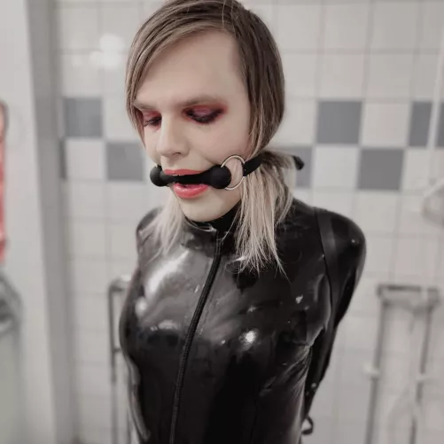 I like bit gags because you can kind of speak through them but you sound utterly pathetic... and kind of cute! by killkitty1