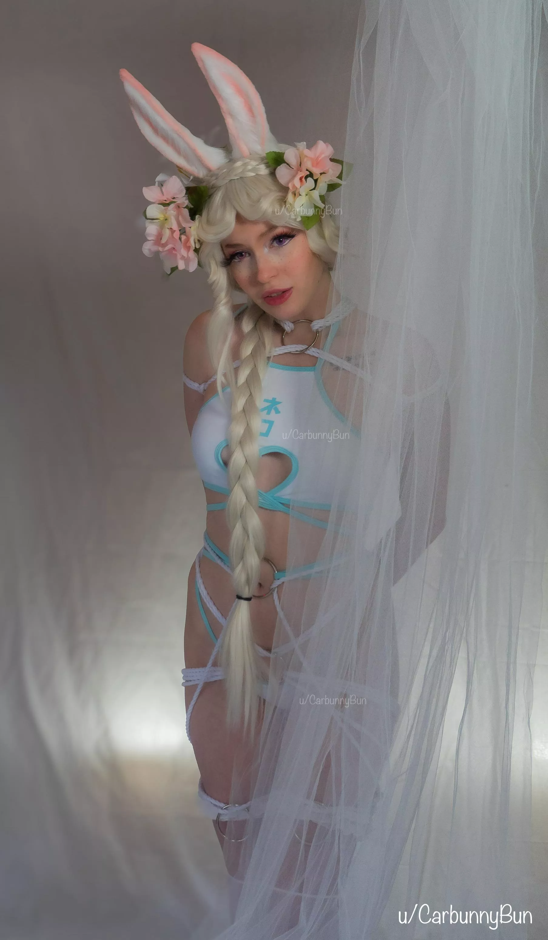 Just a tied up Snow Bunny, ringing in the new year~ 🤍❄️ posted by CarbunnyBun