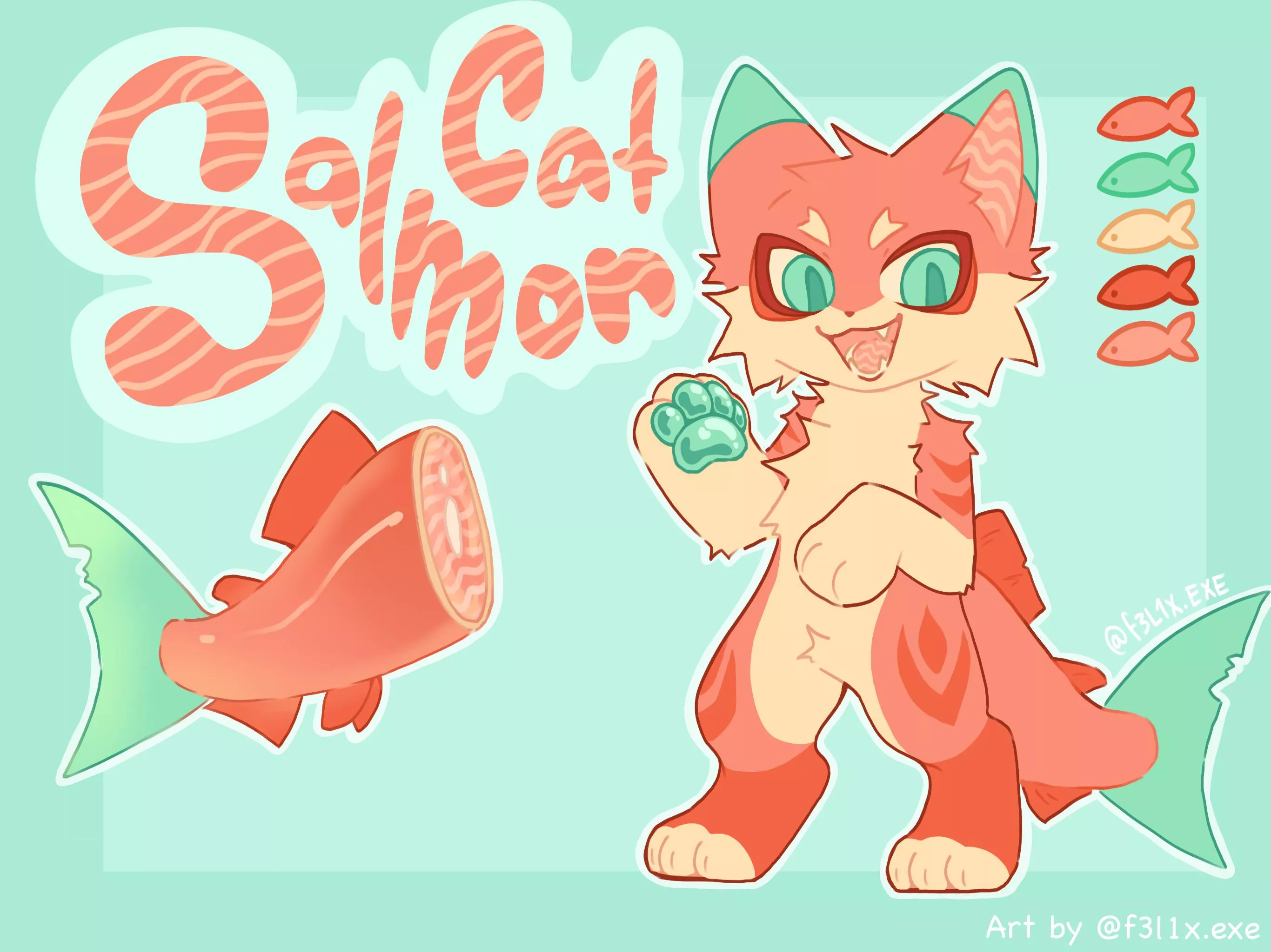 Made a salmon cat :3 PLEASE HELP ME NAME THEM (art by me) posted by King_charlesIII