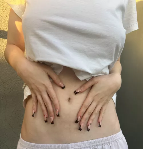 The great feeling of touching my skin with the tip of my new nails! by Sunnysinful2000